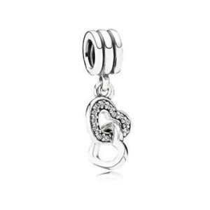PANDORA Pave Interlocking Heart Dangle Charm